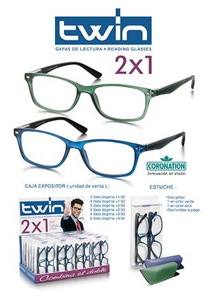 Pack gafas de lectura 2x1 Coronation azul-verde  Farmacia Las Botikarias.  Tu farmacia en Badajoz
