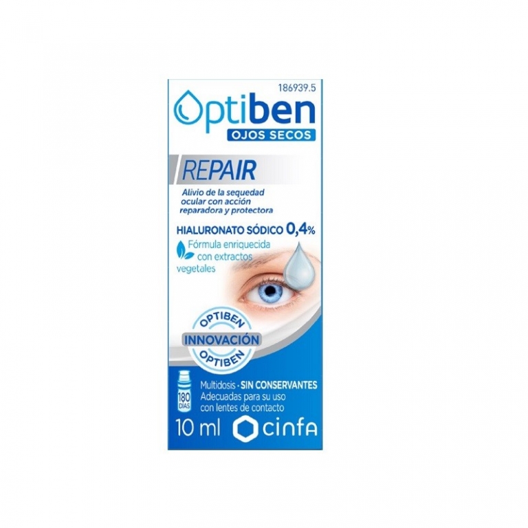 Optiben Cinfa Solución Oftalmológica Hidratante para Ojos Secos y con  Picor, 10 ml : : Salud y cuidado personal