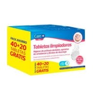 Care + Pack Tabletas Limpiadoras Prótesis Dentales 40+20uds