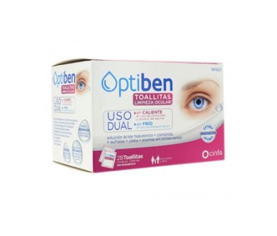 Optiben toallitas limpieza ocular 28 unidades uso frío/calor