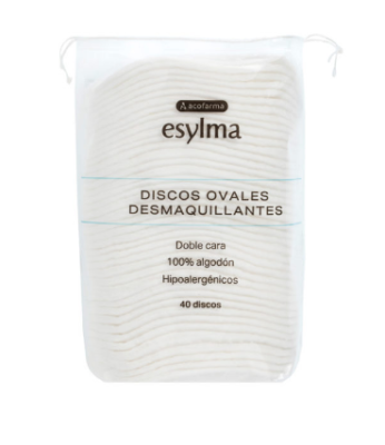 Acofar Esylma Discos ovales desmaquillantes de algodón 100% 40 unidades 
